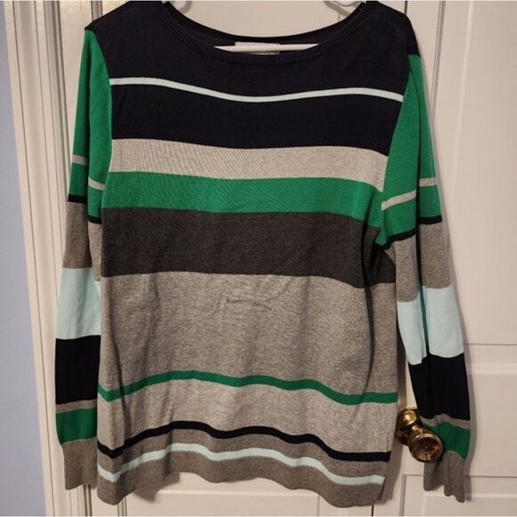 Liz Claiborne Color Block Striped Long‎ Sleeve Light Sweater. Multi Seasons. XL - Picture 1 of 10